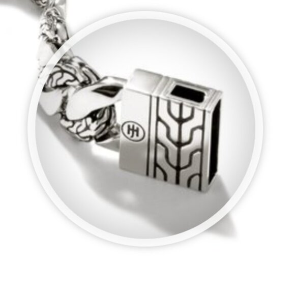 John Hardy Icon Link 12 mm Flat Chain Bracelet Push Clasp Sterling Silver NWT - Picture 11 of 12